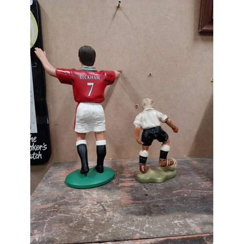 1234 - David Beckham Ruberoid figure {26 cm H x 19 cm Dia.} and another ceramic football figure {15 cm H x ... 