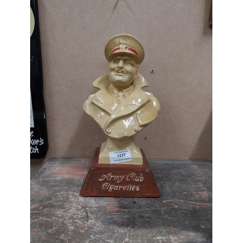 1237 - Ceramic Army Club Cigarettes advertising figure. {28 cm H x 13 cm W x 15 cm D}.