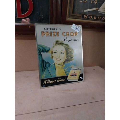 124 - Mitchell's Prize Crop cigarettes enamel advertising sign {24 cm H x 19 cm W}.