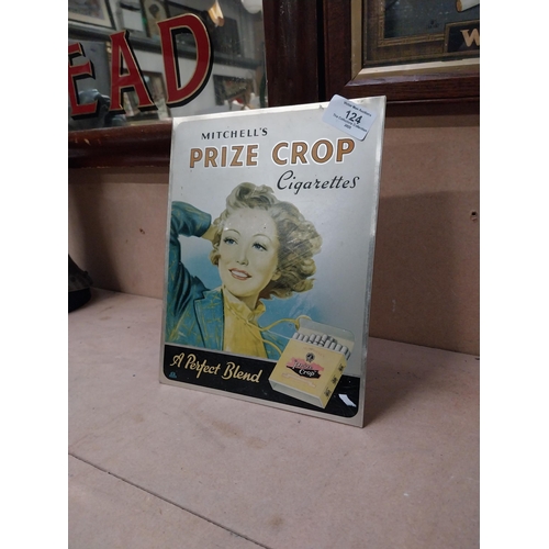 124 - Mitchell's Prize Crop cigarettes enamel advertising sign {24 cm H x 19 cm W}.