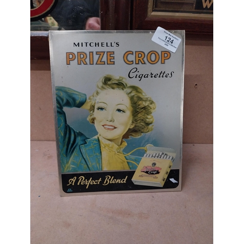 124 - Mitchell's Prize Crop cigarettes enamel advertising sign {24 cm H x 19 cm W}.