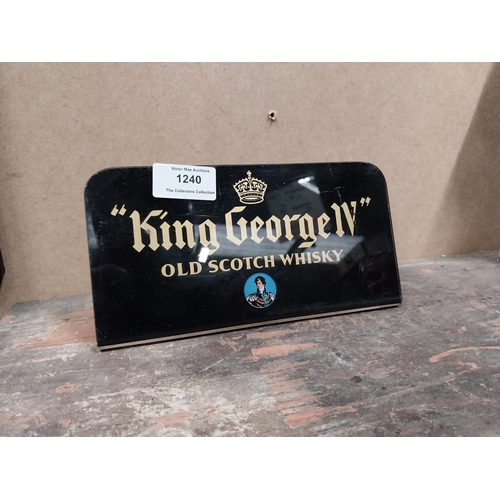 1240 - King George Old Scotch Whiskey perspex shelf display sign. {10 cm H x 25 cm W}.