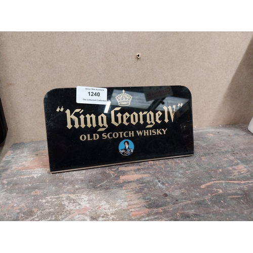 1240 - King George Old Scotch Whiskey perspex shelf display sign. {10 cm H x 25 cm W}.