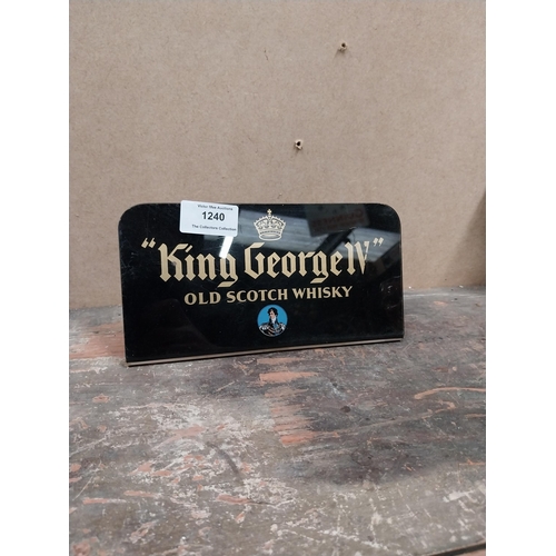 1240 - King George Old Scotch Whiskey perspex shelf display sign. {10 cm H x 25 cm W}.