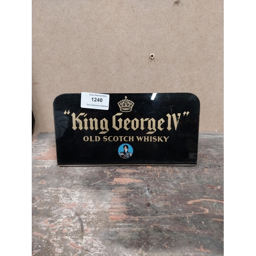 1240 - King George Old Scotch Whiskey perspex shelf display sign. {10 cm H x 25 cm W}.