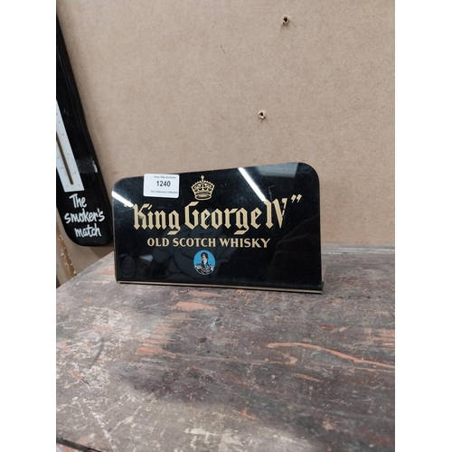 1240 - King George Old Scotch Whiskey perspex shelf display sign. {10 cm H x 25 cm W}.