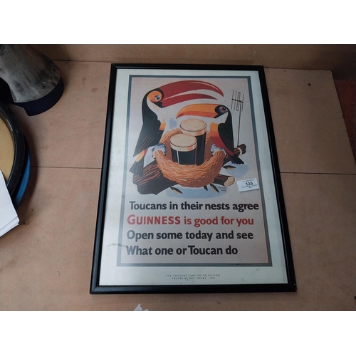 125 - Framed Guinness adveristing print Toucans in their nest agree Guinness is Good for you. {36 cm H x 2... 