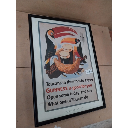 125 - Framed Guinness adveristing print Toucans in their nest agree Guinness is Good for you. {36 cm H x 2... 