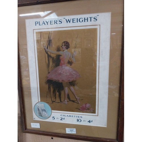 127 - Player�s Weights framed showcard. {60 cm W x 40 cm W}.