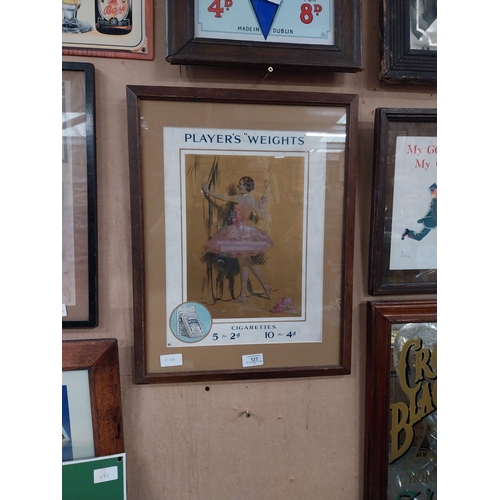 127 - Player�s Weights framed showcard. {60 cm W x 40 cm W}.