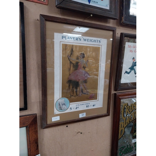 127 - Player�s Weights framed showcard. {60 cm W x 40 cm W}.