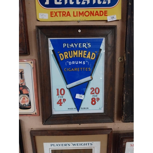 128 - Player's Drumhead Cigarettes 10 for 4d. 20 for 8d. framed advertising print.  {43cm H X 34cm W}