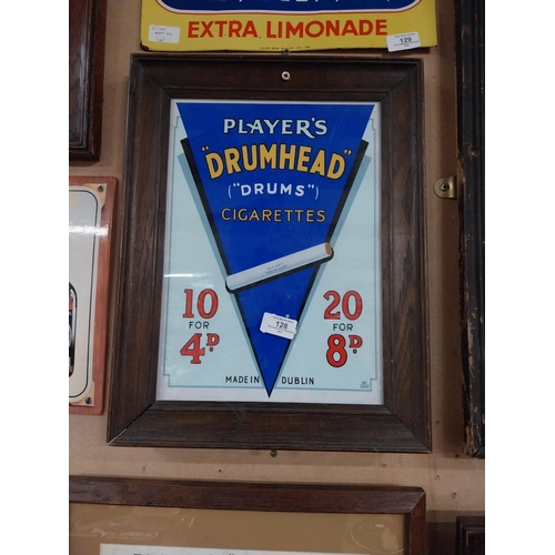 128 - Player's Drumhead Cigarettes 10 for 4d. 20 for 8d. framed advertising print.  {43cm H X 34cm W}