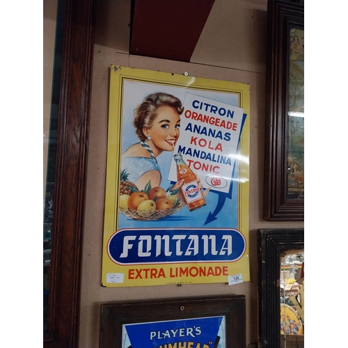 129 - Fontana Extra Limonade tin plate advertising sign. {50 cm H x 36 cm W}.