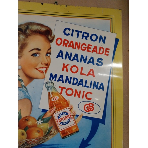 129 - Fontana Extra Limonade tin plate advertising sign. {50 cm H x 36 cm W}.