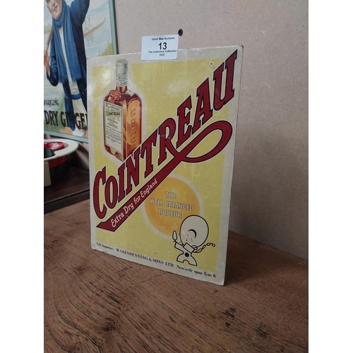 13 - Cointreau Extra Dry cardboard advertising showcard. {22 cm H x 17 cm W}.