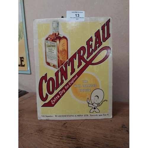 13 - Cointreau Extra Dry cardboard advertising showcard. {22 cm H x 17 cm W}.