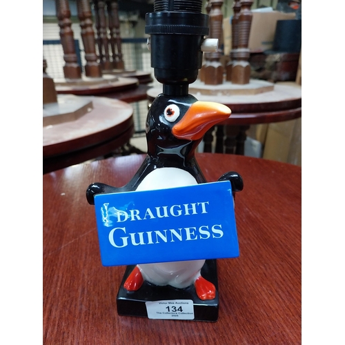 134 - Original Guinness Penguin ceramic Carltonware lamp. {29 cm H x 11 cm W x 10 cm D}.