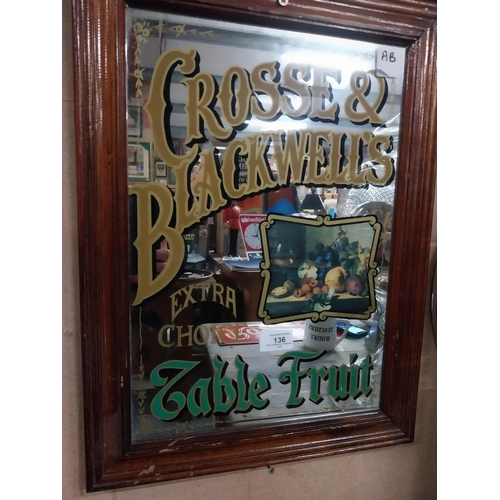 136 - Crosse and Blackwell Extra Choice Table Fruit framed advertising mirror. {50 cm W  x 38 cm W}.