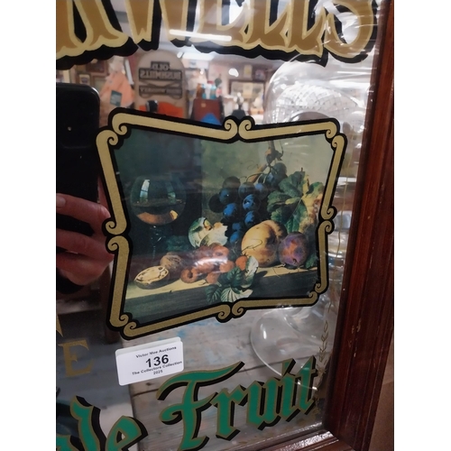 136 - Crosse and Blackwell Extra Choice Table Fruit framed advertising mirror. {50 cm W  x 38 cm W}.