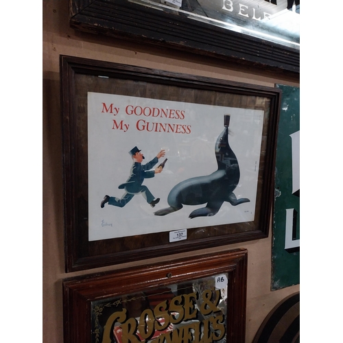 137 - My Goodness, My Guinness Gilroy framed showcard. {34 cm H x 44 cm D}.