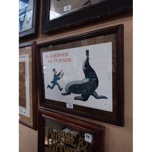 137 - My Goodness, My Guinness Gilroy framed showcard. {34 cm H x 44 cm D}.