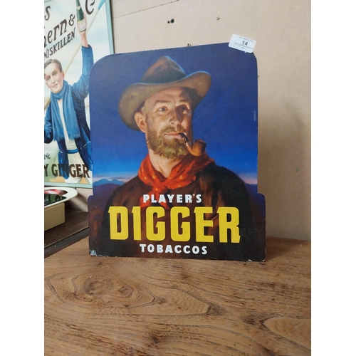 14 - Players Digger Tobacco cardboard showcard. {35 cm H x 30 cm W}.