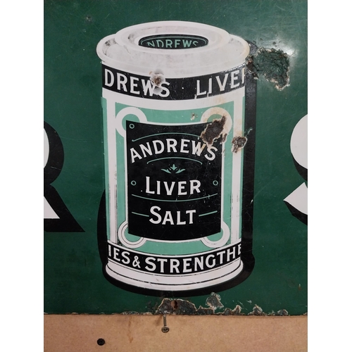 142 - Early 20th C. Andrews Liver Salts enamel advertising sign. {51 cm H x 101 cm W}.