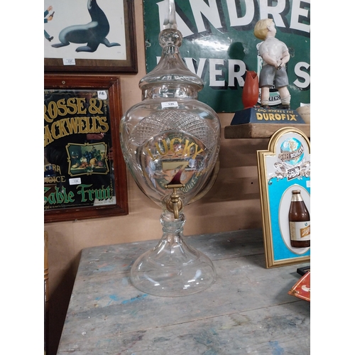 146 - Rare early 1900's Lucky 7 Irish Whiskey cut glass dispenser with original brass tap. {77 cm H x 25 c... 