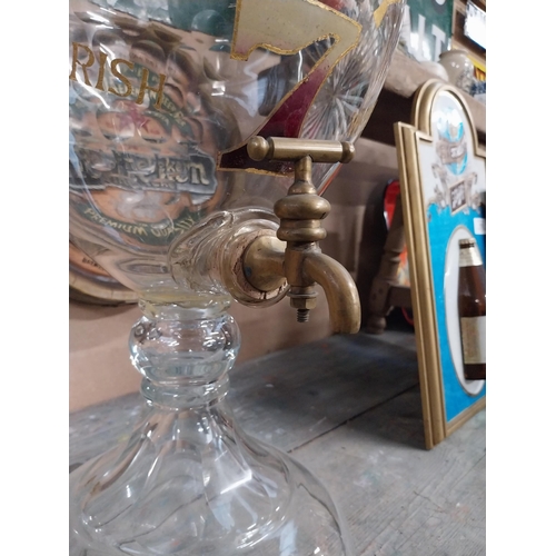 146 - Rare early 1900's Lucky 7 Irish Whiskey cut glass dispenser with original brass tap. {77 cm H x 25 c... 