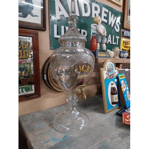 146 - Rare early 1900's Lucky 7 Irish Whiskey cut glass dispenser with original brass tap. {77 cm H x 25 c... 