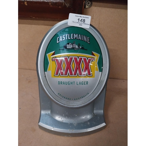 148 - Castlemaine XXXX Draught Beer counter font light. {20 cm H x 15 cm W x 12 cm D}.