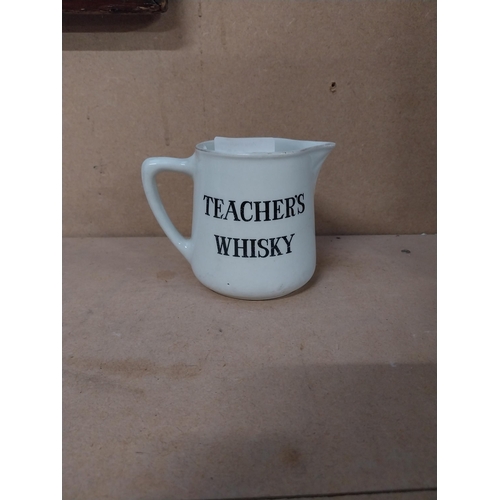 149 - Rare Teachers Whisky pictorial Dudson Hanley ceramic water jug.  {10cm H}.