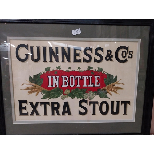 15 - Guinness and Co's in Bottle Extra Stout framed showcard. {60 cm H x 75 cm W}.