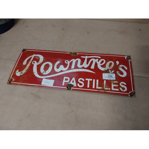 150 - Rowntrees Pastilles enamel advertising sign. {15 cm H x 40 cm W}.