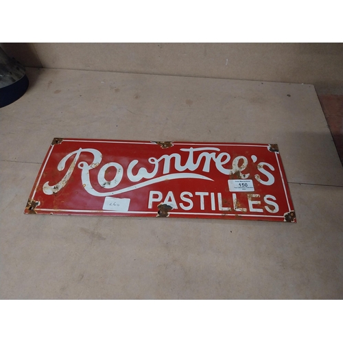 150 - Rowntrees Pastilles enamel advertising sign. {15 cm H x 40 cm W}.