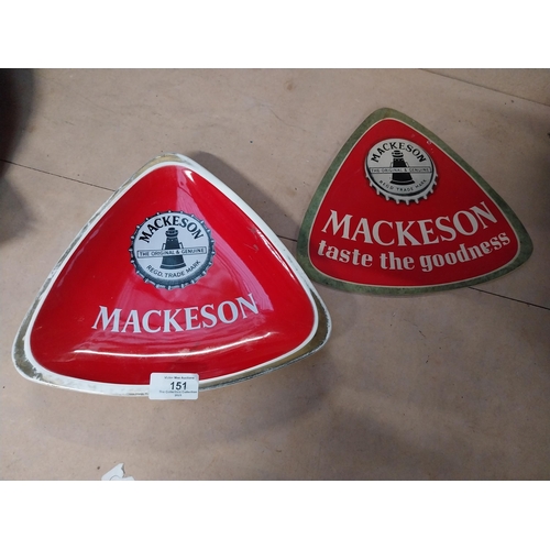 151 - Mackeson Carleton Ware ceramic ashtray {23cm L X 27cm W}   and rubberised beer mat.