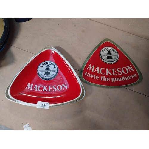 151 - Mackeson Carleton Ware ceramic ashtray {23cm L X 27cm W}   and rubberised beer mat.