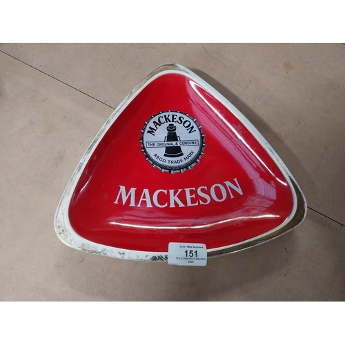 151 - Mackeson Carleton Ware ceramic ashtray {23cm L X 27cm W}   and rubberised beer mat.