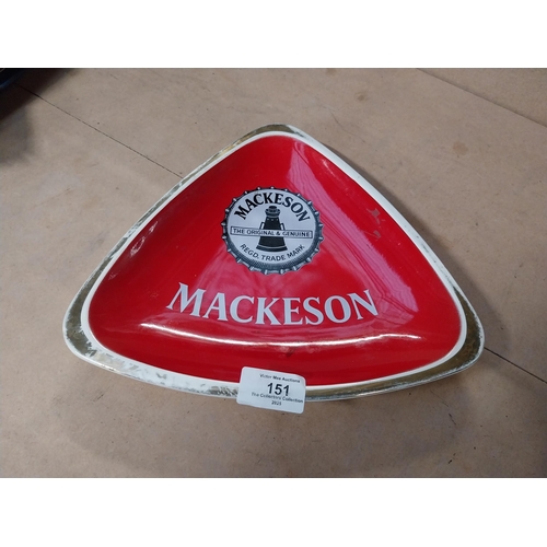 151 - Mackeson Carleton Ware ceramic ashtray {23cm L X 27cm W}   and rubberised beer mat.