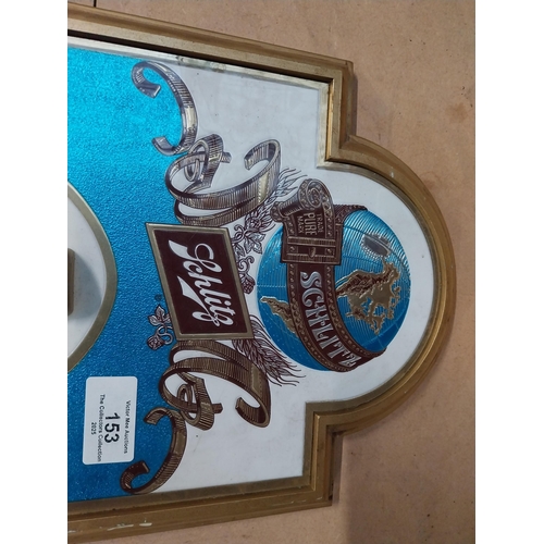 153 - Schlitz lager plastic counter sign. {33 cm H x 25 cm W}.