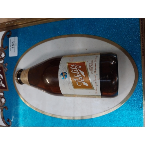 153 - Schlitz lager plastic counter sign. {33 cm H x 25 cm W}.