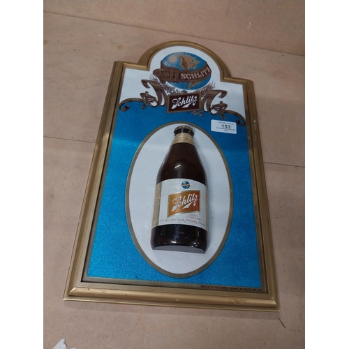 153 - Schlitz lager plastic counter sign. {33 cm H x 25 cm W}.