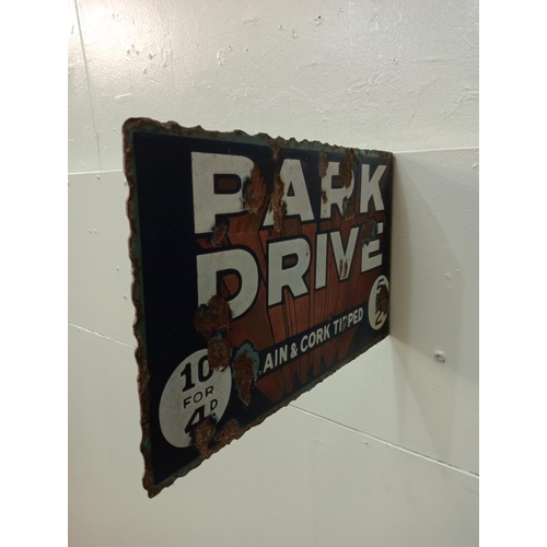 158A - Park drive double sided enamel sign  H 17cm x W 2cm x D 29cm . NOT AVAILABLE TO VIEW IN PERSON.