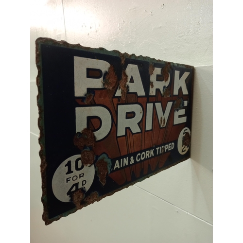 158A - Park drive double sided enamel sign  H 17cm x W 2cm x D 29cm . NOT AVAILABLE TO VIEW IN PERSON.