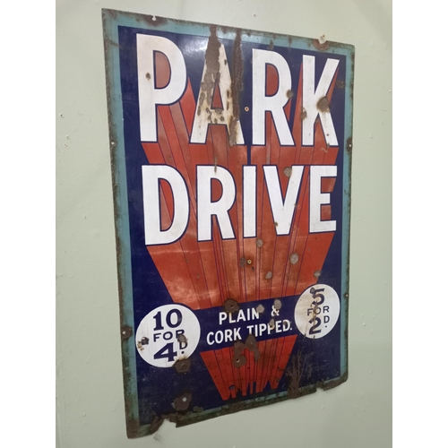 159A - Park drive enamel sign  H 91cm x W 60cm . NOT AVAILABLE TO VIEW IN PERSON.