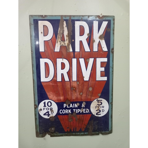 159A - Park drive enamel sign  H 91cm x W 60cm . NOT AVAILABLE TO VIEW IN PERSON.