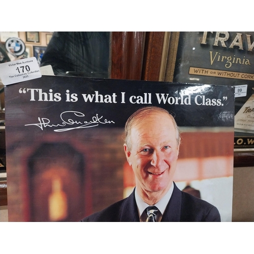 170 - This is what I call world class Guinness Jack Charlton cardboard showcard. {39 cm H x 28 cm W}.