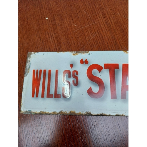 177 - Wills's Star Cigarettes enamel advertising sign. {13 cm H x 42 cm W}