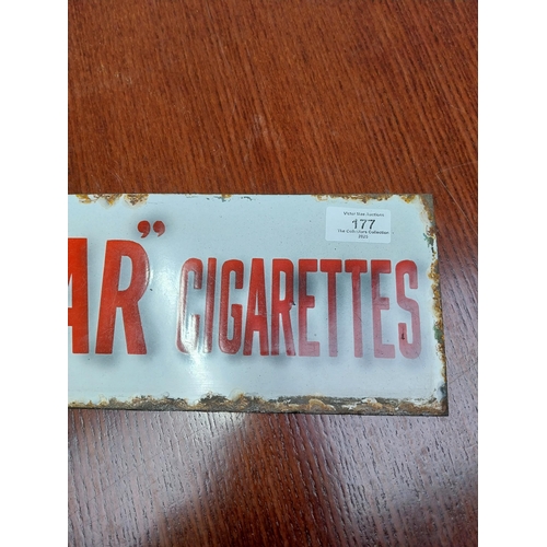 177 - Wills's Star Cigarettes enamel advertising sign. {13 cm H x 42 cm W}